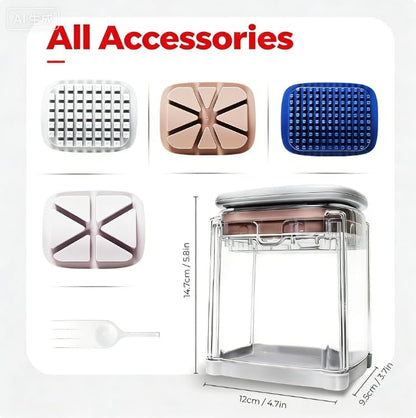French Fry Cutter with 4 Blades Stainless Steel Manual Potato Chopper Gray | Multi‑function Vegetable Cutter Apple & Onion Dicer Sharp Steel Blades