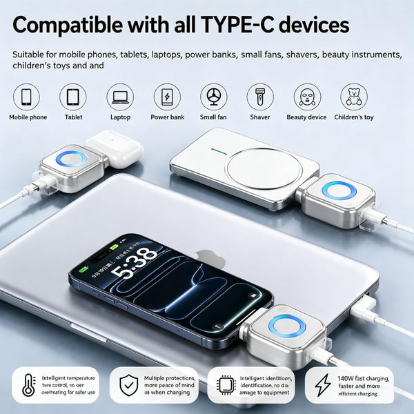 شاحن بمنفذ Type-C مع فاصل شحن ذاتي الطرد
