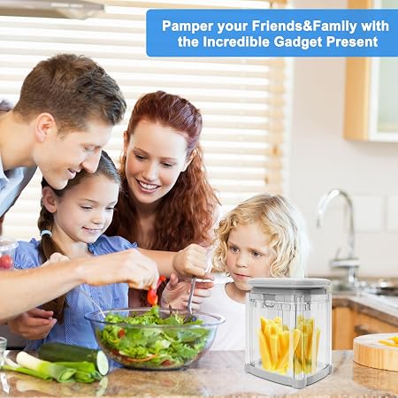French Fry Cutter with 4 Blades Stainless Steel Manual Potato Chopper Gray | Multi‑function Vegetable Cutter Apple & Onion Dicer Sharp Steel Blades